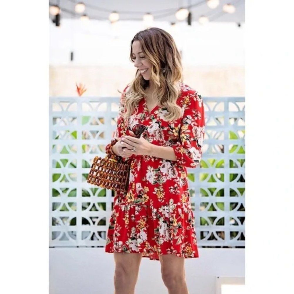 Gibson x The Motherchic 'Paloma' Floral Wrap Dress - size Small in Red